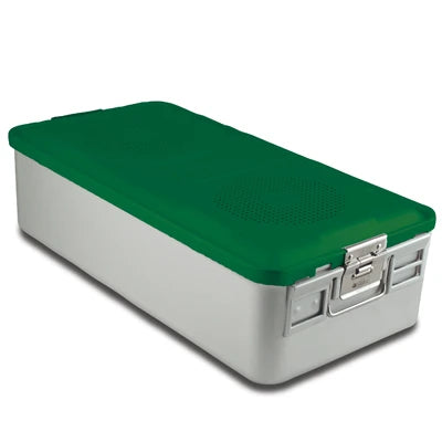 SklarLite Sterilization Container - Full-Size, Standard Lid, Non-Perforated Bottom, 23" x 11" x 6", Green - 10-4104