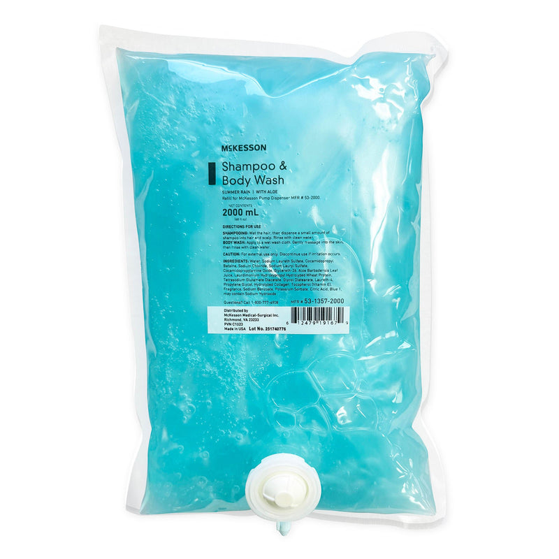 McKesson Shampoo and Body Wash Dispenser Refill Bag 2000 mL, Summer Rain (Case of 4)
