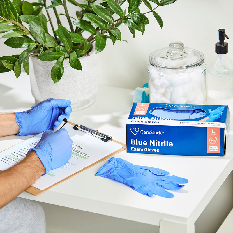 CareStock Nitrile Exam Glove, Large, Blue (200/BX)