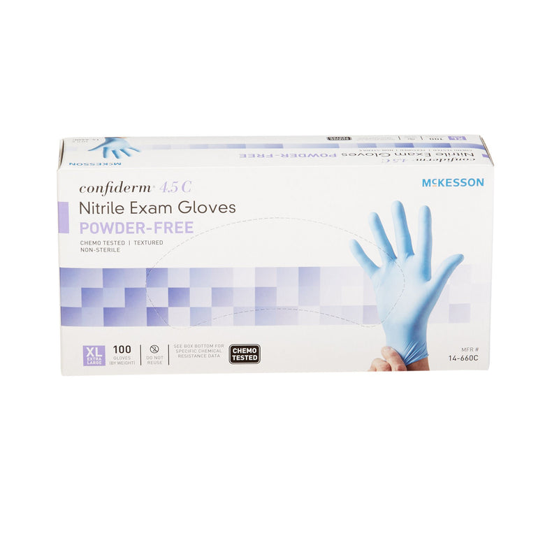 McKesson Confiderm 4.5C Nitrile Exam Glove, Extra Large, Blue (Case of 1000)