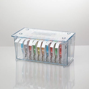 Label Dispenser Peel N Go 4-1/8 X 5-3/10 X 9-3/16 Inch Desktop Manual Pull Clear Plastic 10 Roll Dispenser For use with Medication Labels (Each)