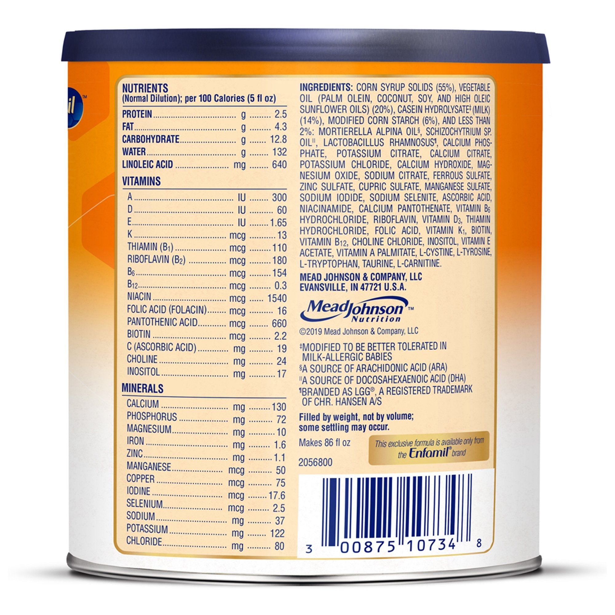 Mead Johnson Enfamil Nutramigen with Enflora LGG Toddler Formula, 12.6-ounce can (6/CS) 