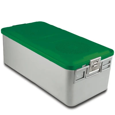 SklarLite Sterilization Container - Full-Size, Safe Lid, Non-Perforated Bottom, 23" x 11" x 8", Green - 10-4176