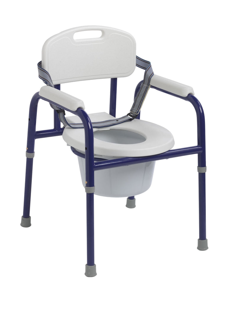 Commode Chair Pinniped Padded Fixed Arms Steel Frame With Backrest 13 Inch Seat Width 250 lbs. Weight Capacity (Box)