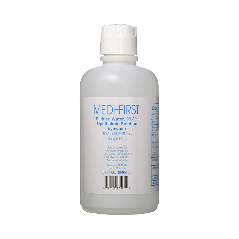 Medique Products Medi-First 98.3% Purified Water Ophthalmic Solution Eyewash, 1-quart Bottle 