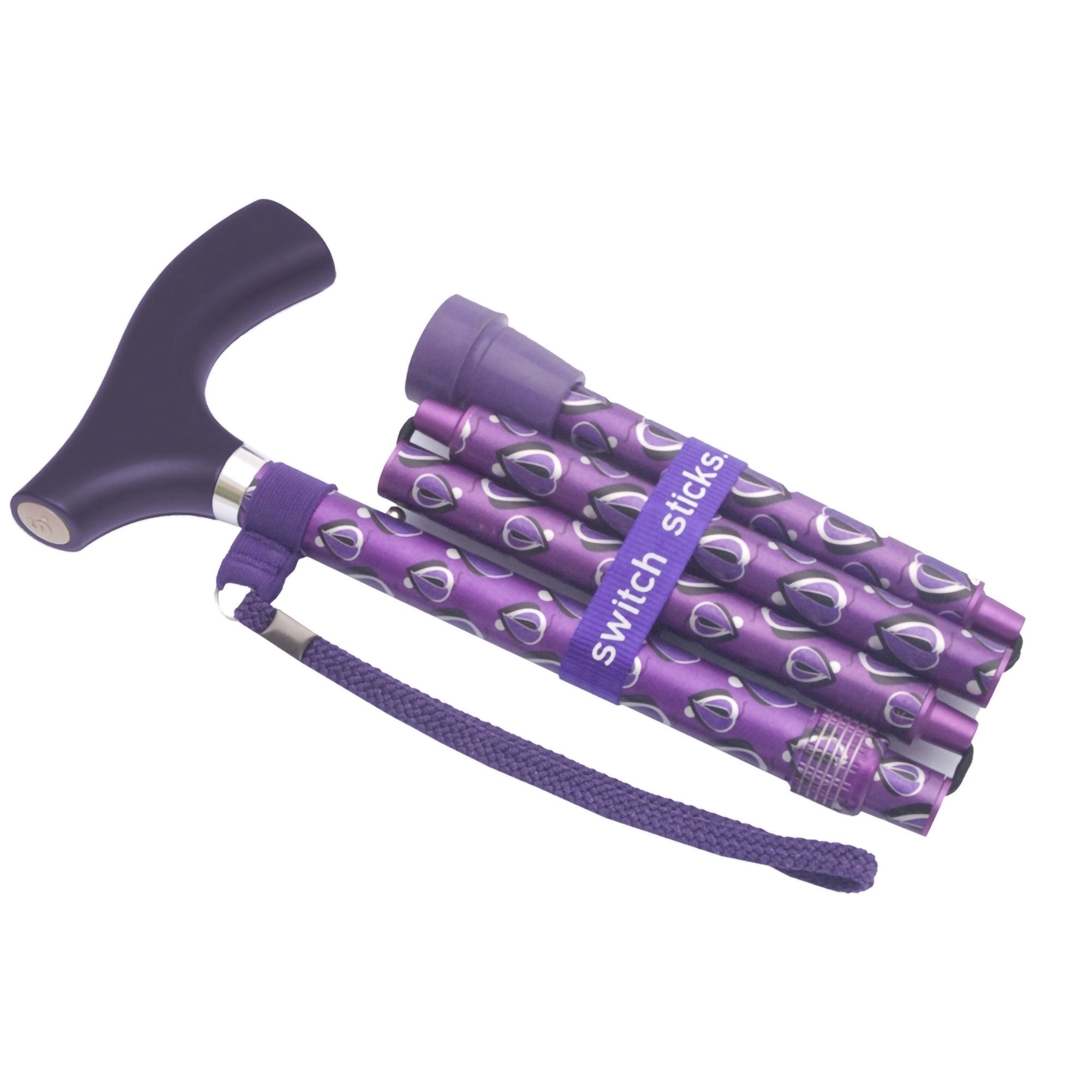 Mabis Healthcare Switch Sticks Folding Cane, Viking Print, 32 to 37 Inch Height 