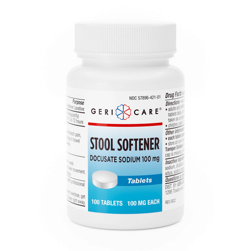 Stool Softener Geri-Care Tablet 100 per Bottle 100 mg Strength Docusate Sodium (Case of 12 Bottles)