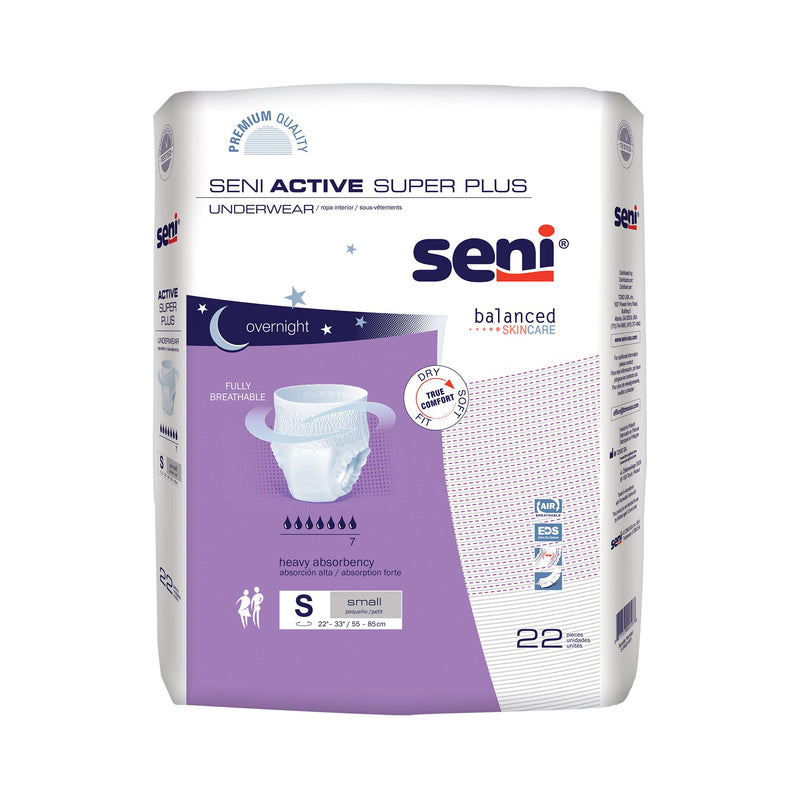 Seni Active Super Plus Overnight Heavy Absorbent Underwear, Small (Case of 88)