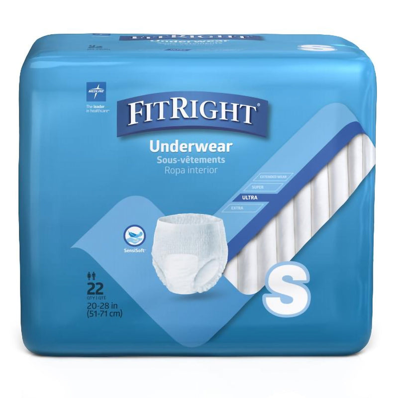 Absorbent Underwear FitRight Classic Pull On with Tear Away Seams Small Unisex Disposable Moderate Absorbency (Case of 4)