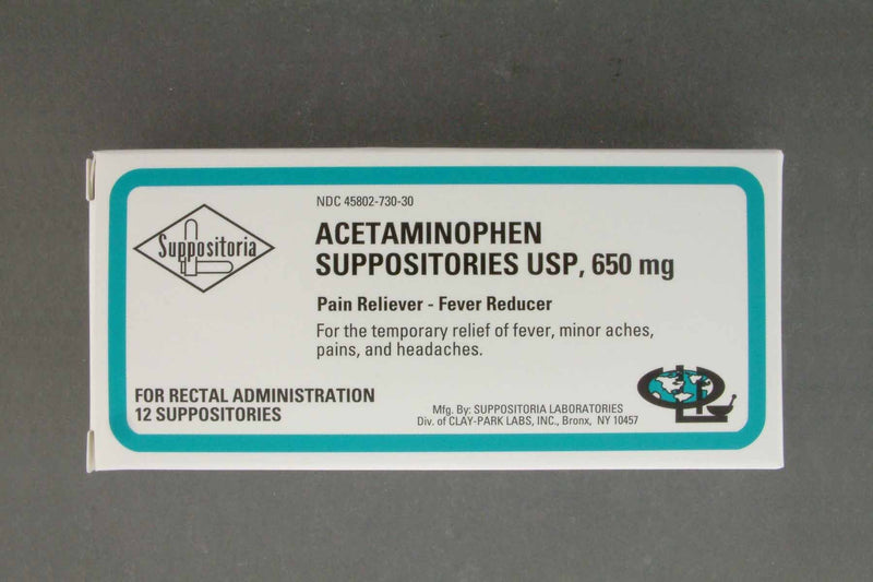 Clay Park Laboratories Suppositoria Acetaminophen Pain Relief Rectal Suppositories (12/BX) 