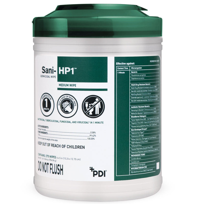 Surface Disinfectant Cleaner Sani-HP1 Germicidal Manual Pull Wipe 275 Count Canister NonSterile (Case of 3300)
