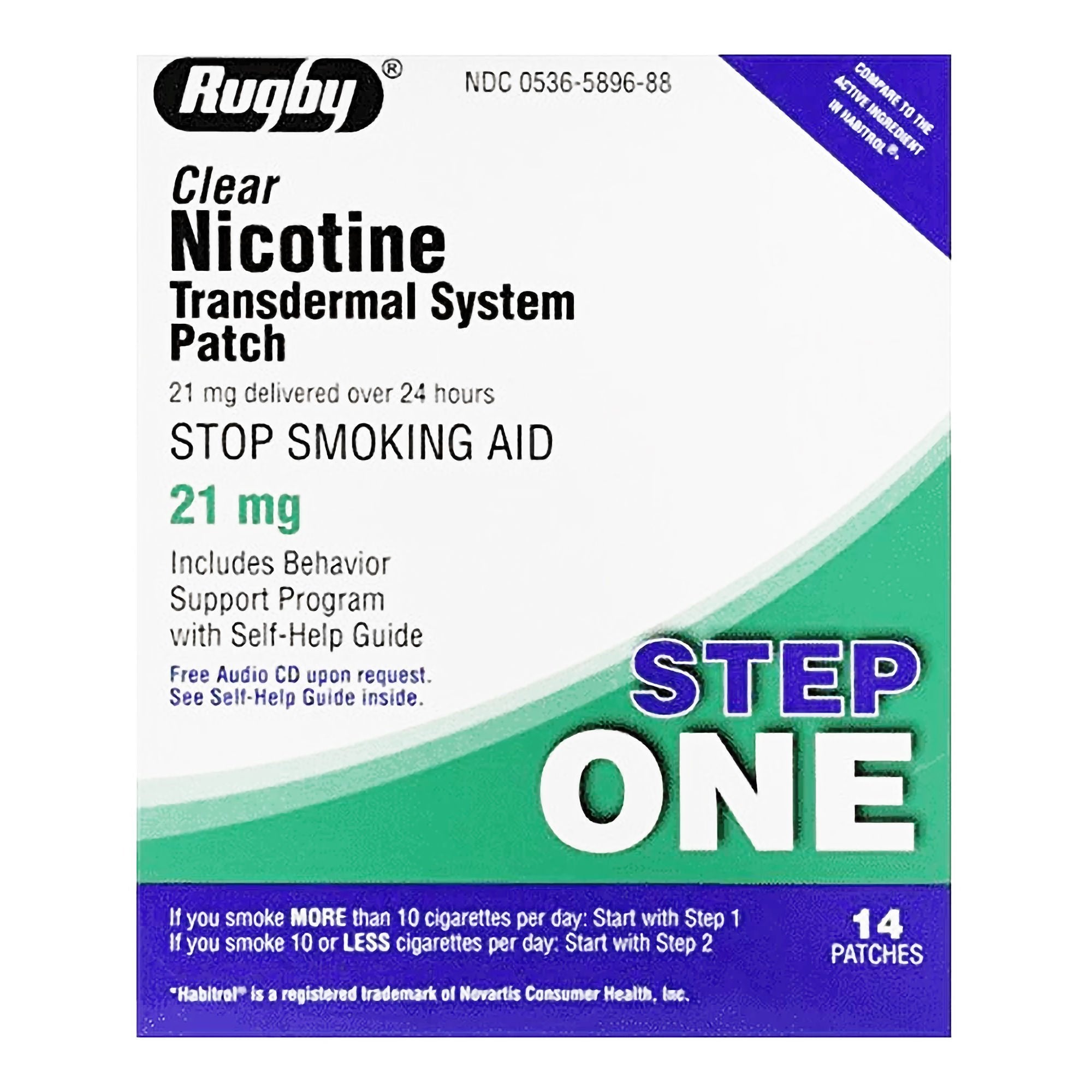 Rugby Nicotine Polacrilex Stop Smoking Aid Transdermal Patch (Carton of 14) 