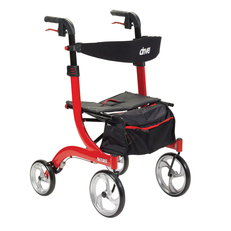 drive Nitro Four-Wheel Rollator, Red (Each)