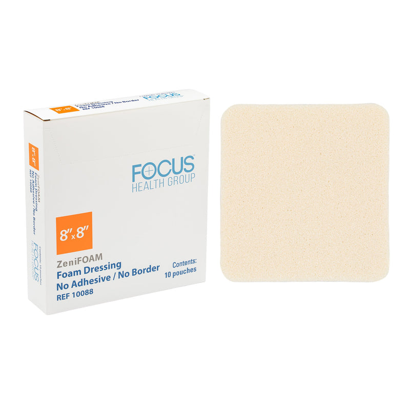 Foam Dressing Zenifoam 8 X 8 Inch Without Border Waterproof Backing Nonadhesive Square Sterile (Box of 10)