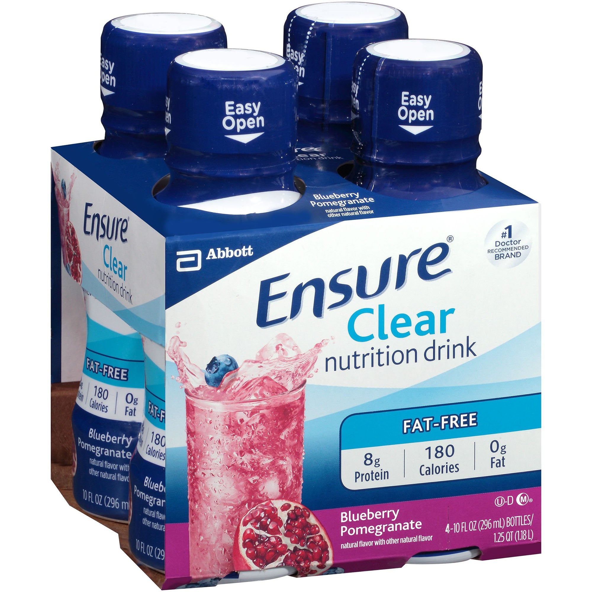 Abbott Nutrition Ensure Clear Therapeutic Nutrition, Blueberry Pomegranate, 10-ounce bottle (12/CS) 