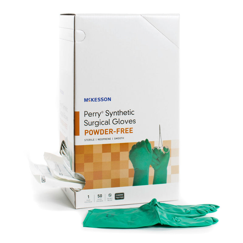 McKesson Perry Performance Plus Polychloroprene Surgical Glove, Size 9, Green (Case of 4 Boxes)