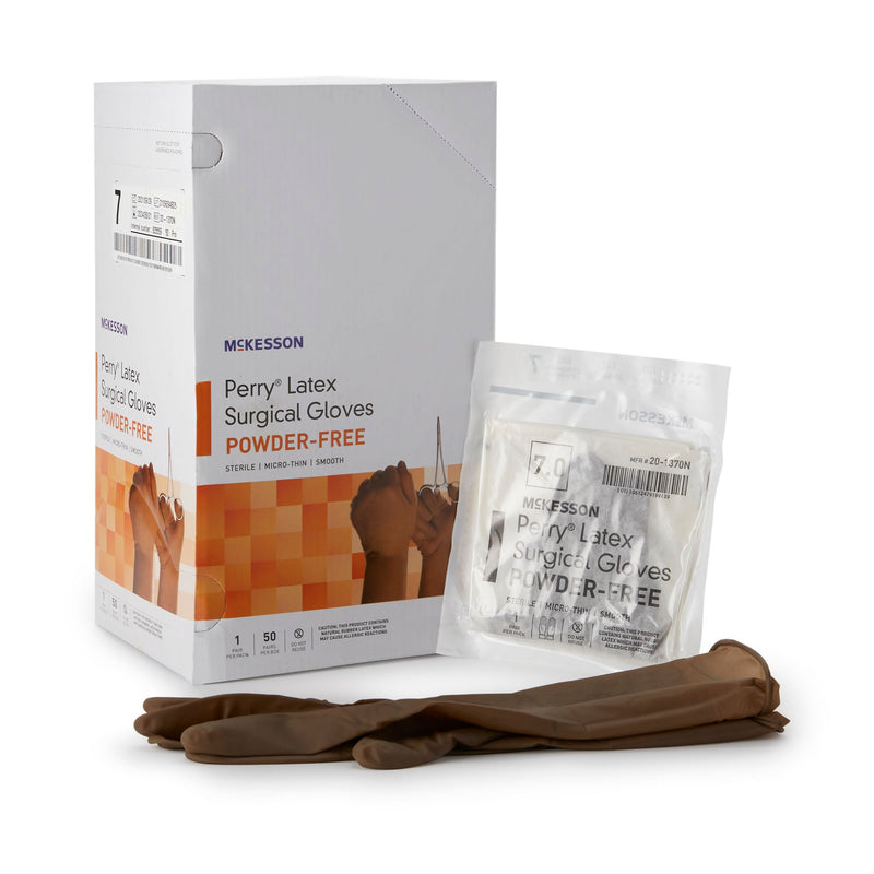 McKesson Perry Latex Surgical Glove, Size 7, Brown (Case of 4 Boxes)