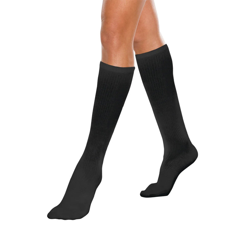 Compression Socks Core-Spun by Therafirm Knee High Large Black Closed Toe (Pair)