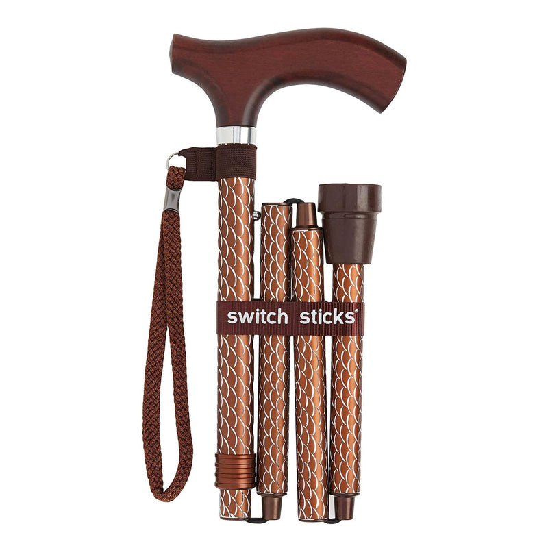 Mabis Healthcare Switch Sticks Folding Cane, Cognac 