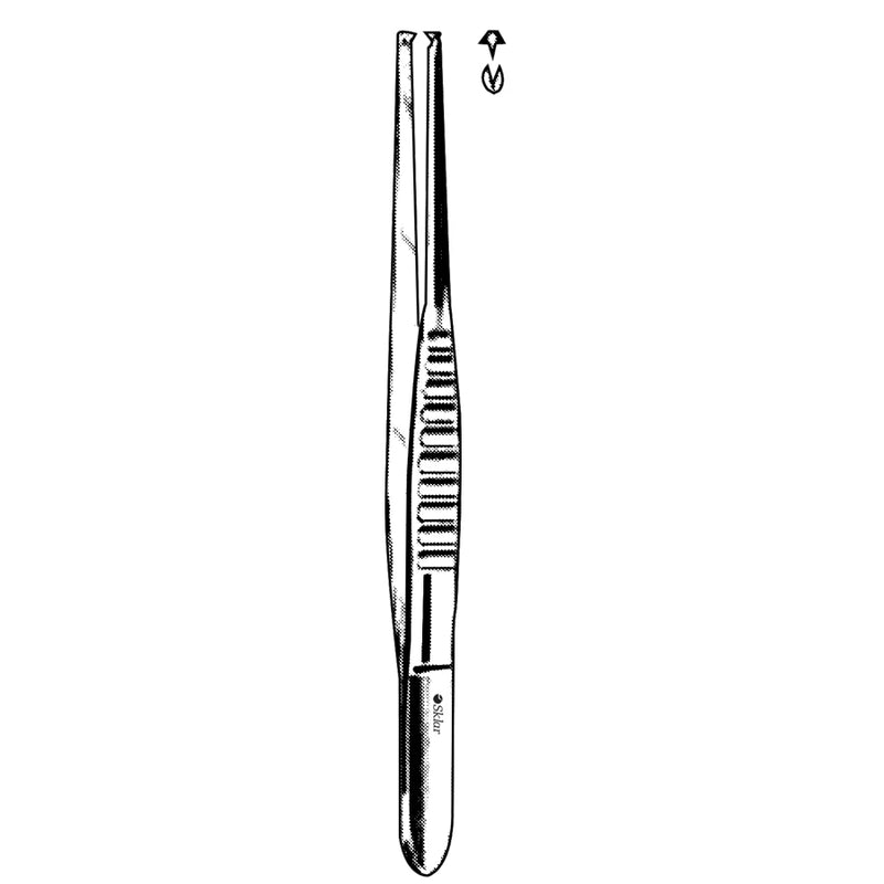 Sklar Tissue Forceps - 4-1/2", Straight, 1x2 Teeth, with Fluted Handle - 19-1350