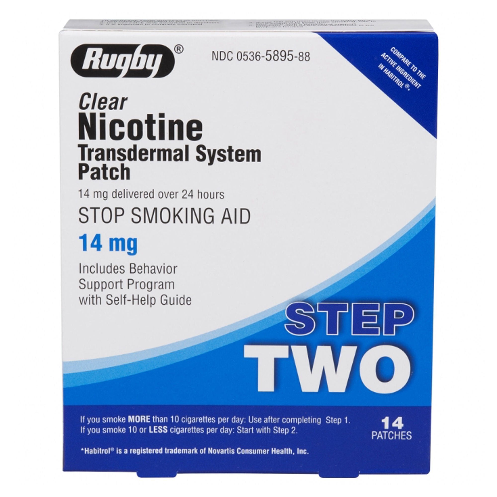 Rugby Clear Nicotine Transdermal System Patch Stop Smoking Aid, 14 mg (Box of 14) 