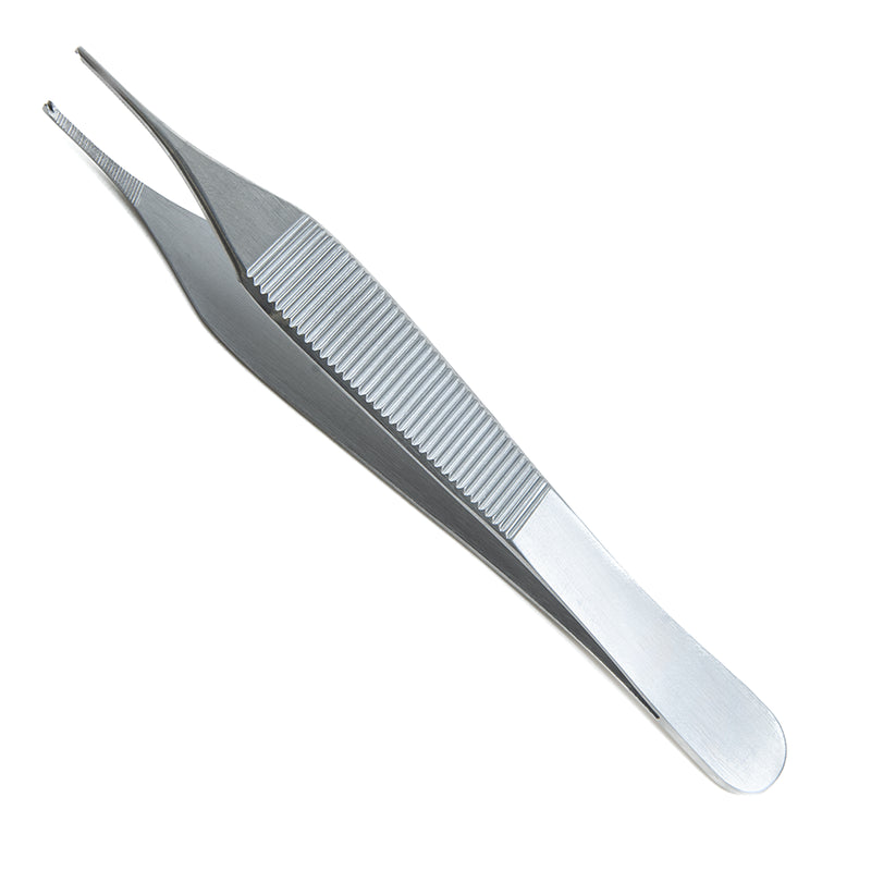 Sklar Adson Tissue Forceps - 4-3/4", Straight, 1x2 Teeth, with Serrated Tying Platform - 50-3048