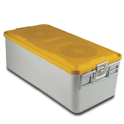 SklarLite Sterilization Container - Full-Size, Standard Lid, Non-Perforated Bottom, 23" x 11" x 8", Yellow - 10-4146 