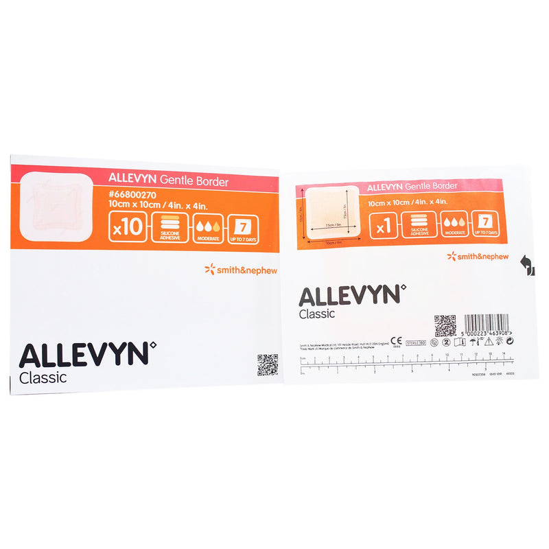 Allevyn Gentle Border Foam Dressing, 10 x 10 Centimeter (Case of 100)