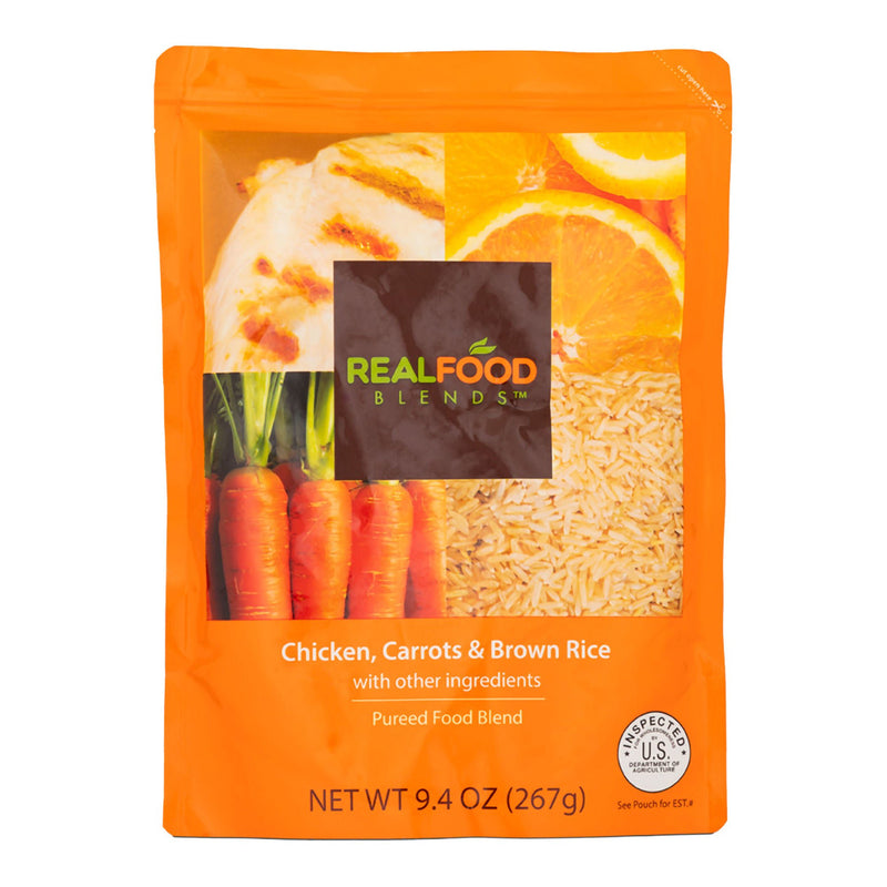 Real Food Blends Orange Chicken, Carrots & Brown Rice Puree for Tube Feeding (Case of 12)
