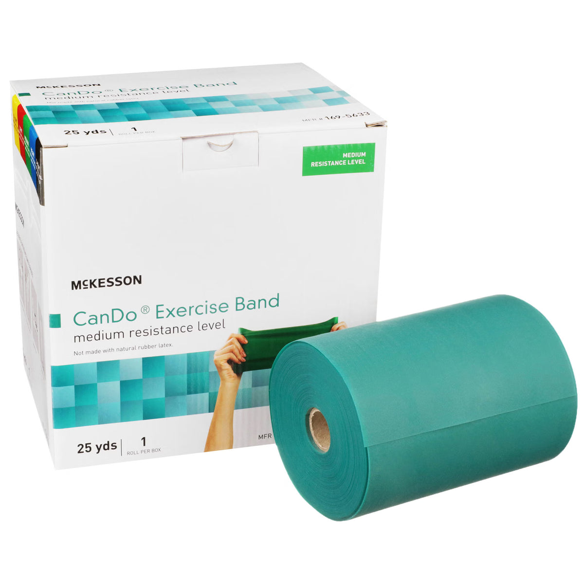 McKesson Exercise Resistance Band, Green, 5 Inch x 25 Yard, Medium Resistance (Each)