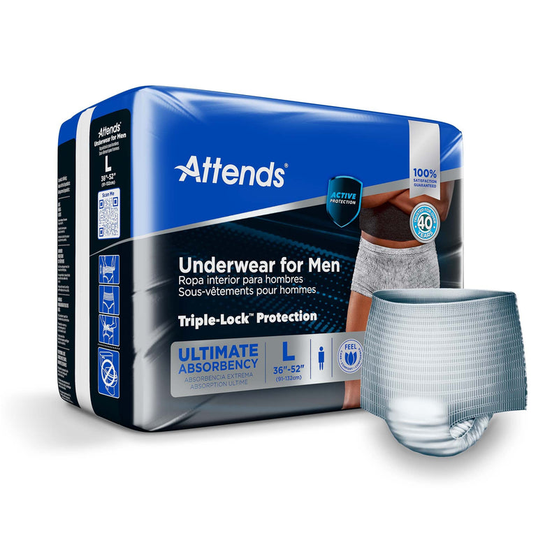 Attends Discreet Men's Underwear, Level 5, Large (Case of 72)