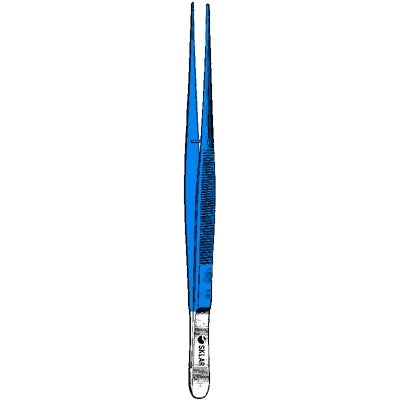 Sklar Blue Electrosurgical Potts-Smith Forceps - 10", Straight, Serrated - 91-5412
