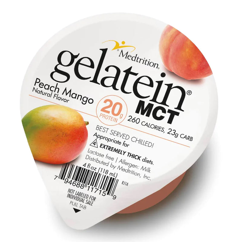 Oral Supplement Gelatein MCT Peach Mango Flavor Gel 4 oz. Cup (Case of 30) 