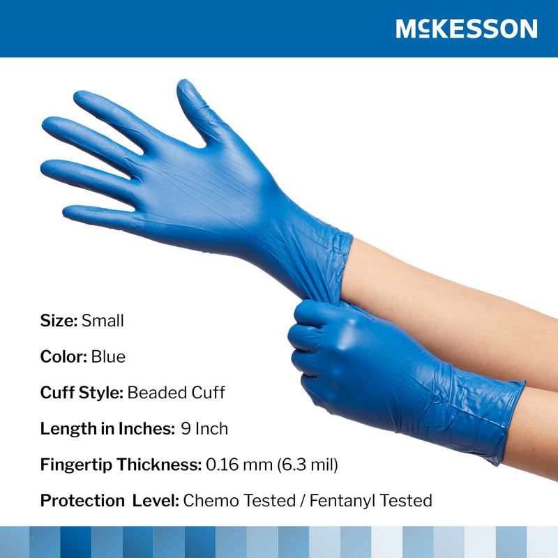 McKesson Confiderm 6.8C Nitrile Exam Glove, Small, Blue (100/BX)