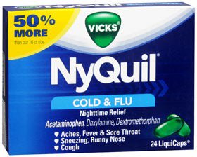Cold and Cough Relief NyQuil 325 mg - 15 mg - 6.25 mg Strength Gelcap 24 per Box (Carton of 24)