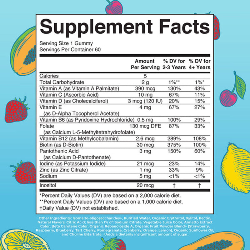Dietary Supplement Mary Ruth's Kids Multivitamin Vitamin A / C / D / E 390 mcg - 10 mg - 3 mcg - 4 mg Strength Gummie 60 Per Bottle Fruit Flavor (360/CS) 