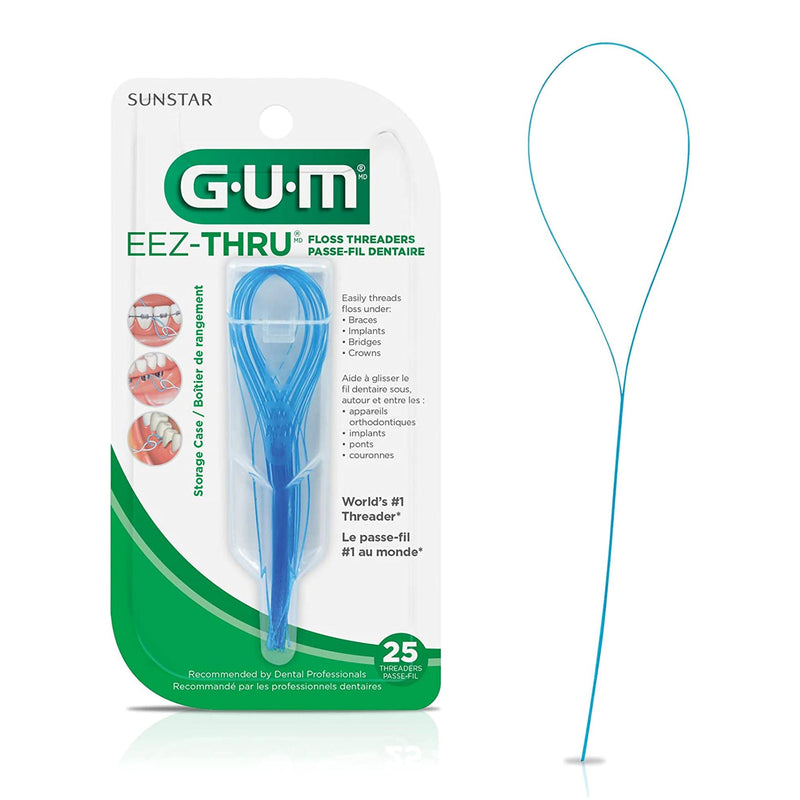 Dental Floss Threader G·U·M EeZ-Thru Satin Mint Flavor (Pack of 25)