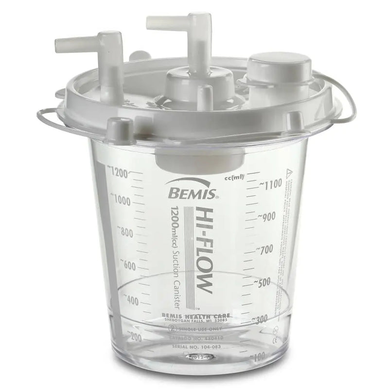 Bemis 1200cc Hi-Flow Suction Canister  White-Lid-48-Case