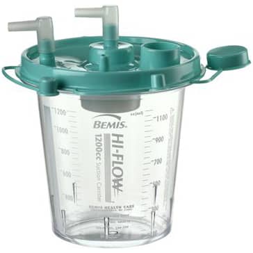 Bemis 1200cc Hi-Flow Suction Canister  Green Lid (48/Case)