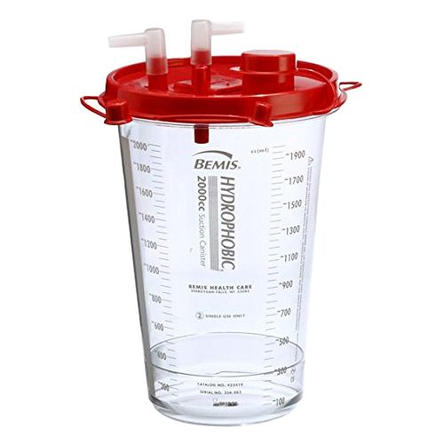 Bemis 2000cc Hydrophobic Rigid Suction Canister (48/Case)