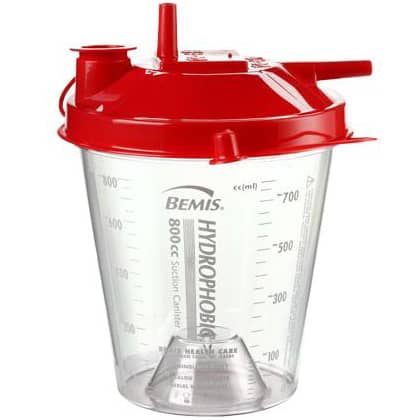 Bemis 800cc Hydrophobic Rigid Suction Canister  Case of 100