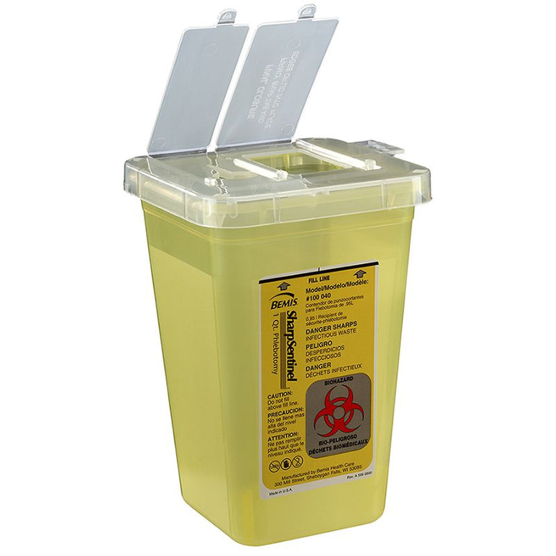 Bemis SharpSentinel 1-Quart Phlebotomy Container (100/Case)  Yellow (100 Containers)