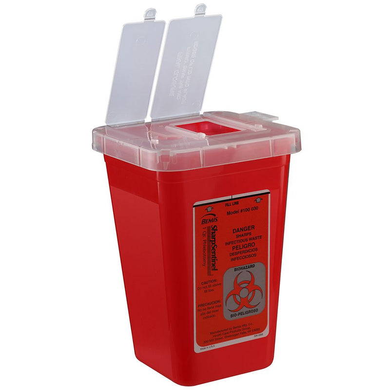 Bemis SharpSentinel 1-Quart Phlebotomy Container (100/Case)  Red (100 Containers)
