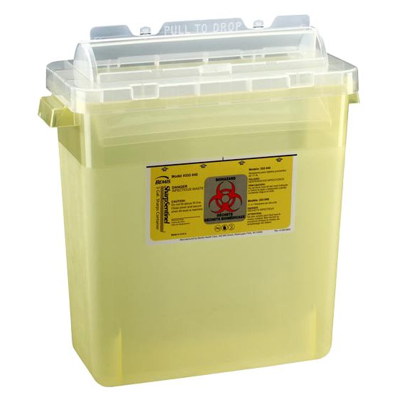 Bemis SharpSentinel 3-Gallon Sharps Container  Translucent Yellow - Case (12 Containers)