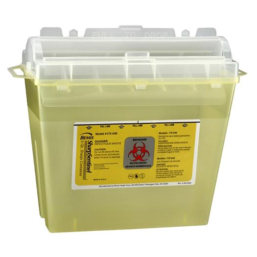 Bemis SharpSentinel 5-Quart Sharps Container  Translucent Yellow - Case (32 Containers)