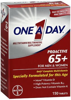 Multivitamin Supplement One A Day Proactive Vitamin A / Vitamin D / Ascorbic Acid 2,500 IU - 90 mg - 1200 IU Strength Tablet 150 per Box