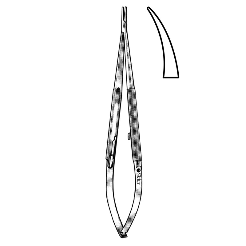 Sklar Reill Micro-Needle Holder - 6", Curved, with Pen-Type Handle and Ratchet - 20-1553