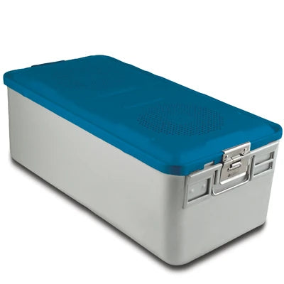 SklarLite Sterilization Container - Full-Size, Safe Lid, Perforated Bottom, 23" x 11" x 8", Blue - 10-4186