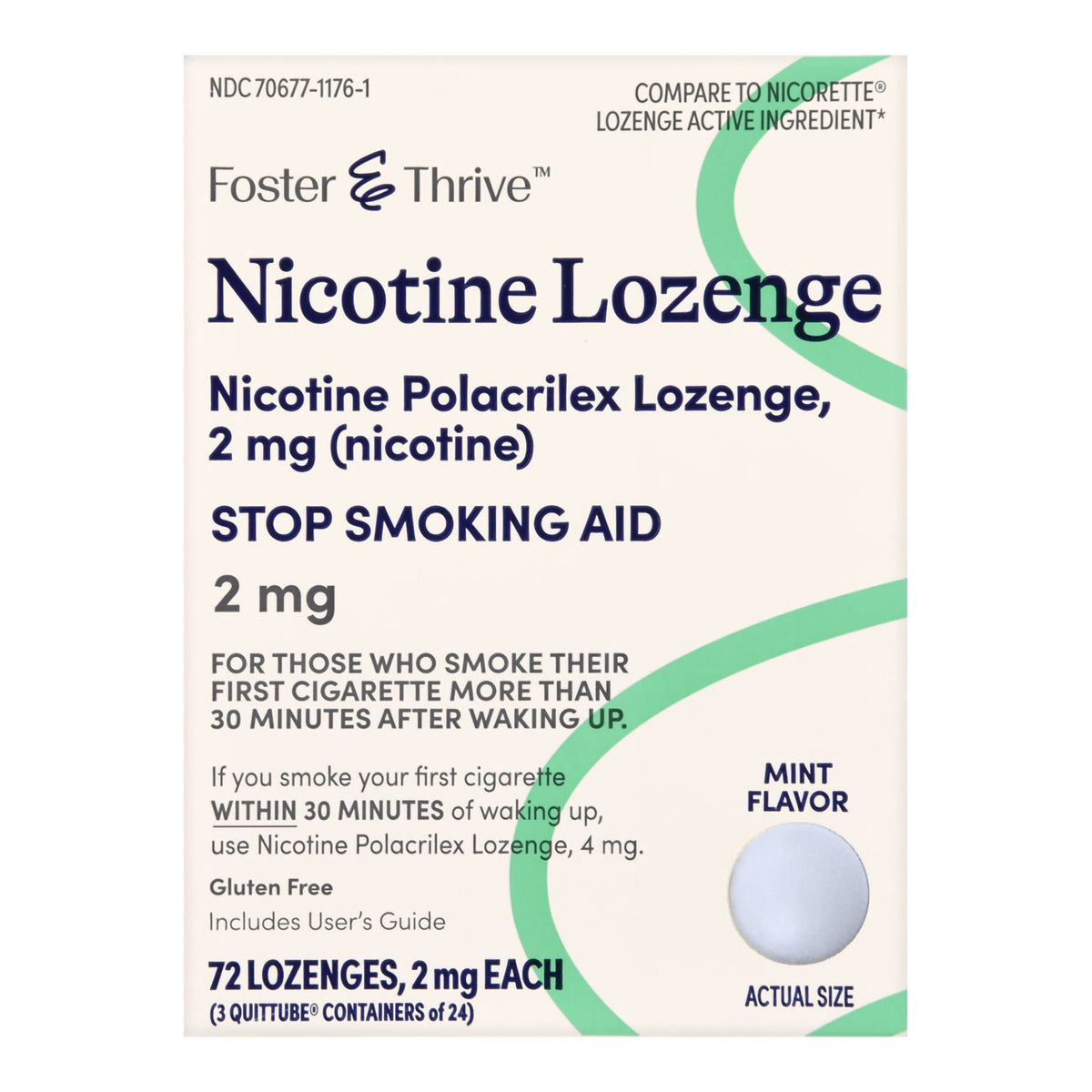Foster & Thrive Nicotine Polacrilex Lozenges 2 mg (Nicotine) Mint (Pack of 72)