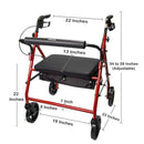 McKesson Bariatric Red Folding Steel Four-Wheel Rollator (Each)